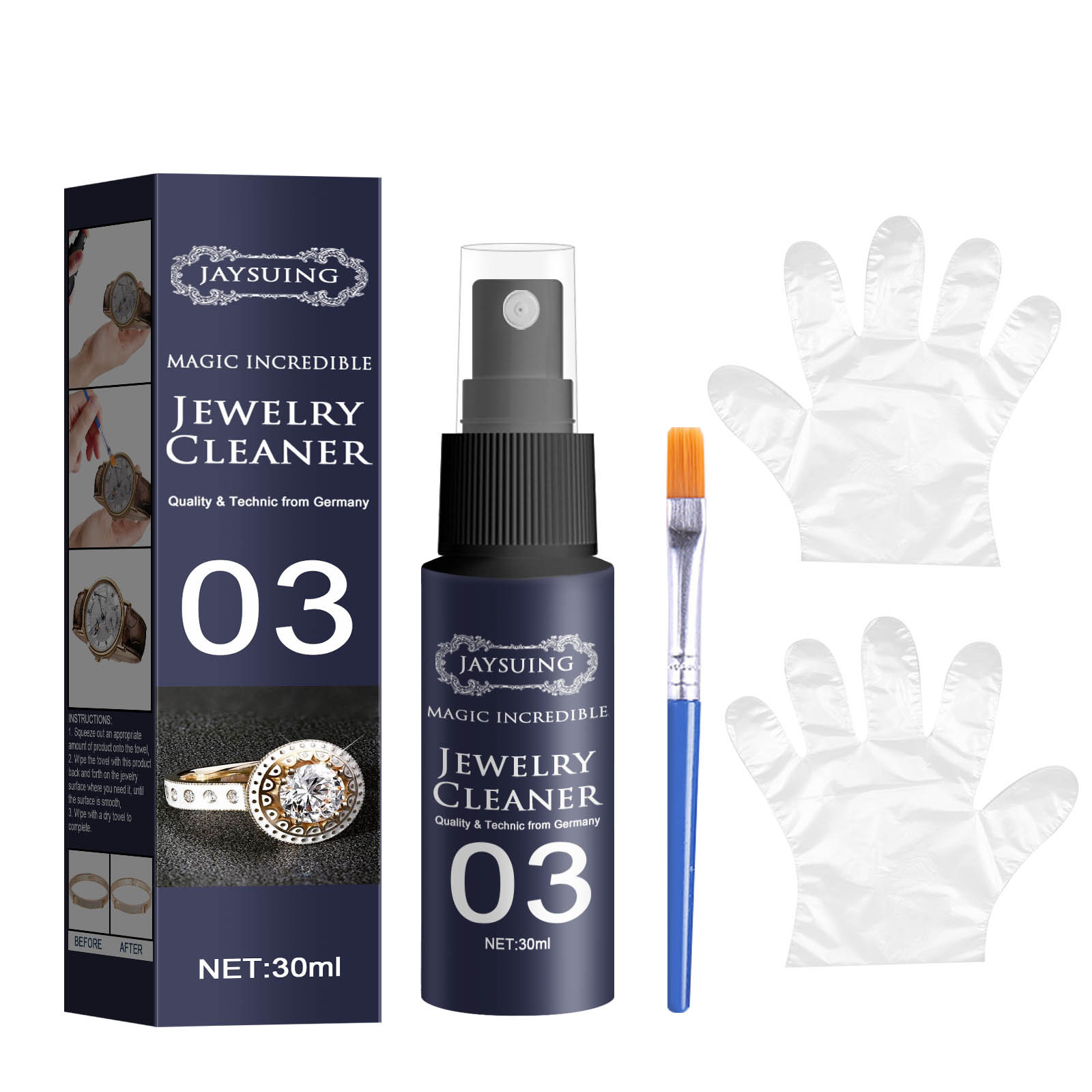 Jewelry Cleaner Cleaning Solution Tarnish Remover Stain-free Diamonds Gold Jewelry Clean Liquid