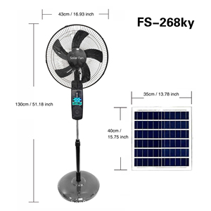 พัดลมพลังงานแสงอาทิตย์ FS-268KY พร้อมบลูทูธเล่นเพลง ชาร์จไฟได้ มีแผงโซลาร์เซลล์ พัดลมตั้งพื้น 3-in-1 สำหรับตั้งแคมป์กลางแจ้ง ขนาด 16 นิ้ว FS-268KY - Product Image 1