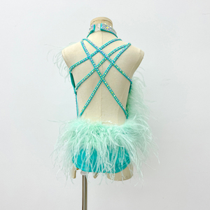 Girls' Feather-Trimmed <b>Dance</b> Leotard Latin <b>Dance</b> <b>Dress</b> Performance Clothing Professional Stage <b>Dance</b> Costumes for Jazz - Product Image 3