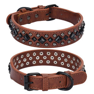 थोक समायोज्य पु चमड़े के कुत्ते के कॉलों में छोटे मध्यम बड़े पालतू गड्ढे बैल बुलडॉग - Product Image 5