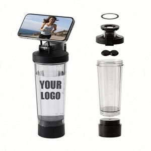 Nouvelle tasse à eau en plastique simple avec échelle graduée, tasse en plastique portable avec support magnétique pour téléphone, tasse à agitation automatique avec logo personnalisé - Product Image 1