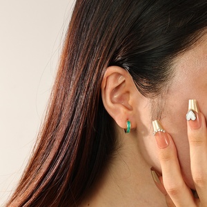 Nagosa femmes bijoux or vermeil 925 sterling silvert émail boucles d'oreilles créoles - Product Image 2