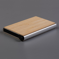 Bambu otomatis pop up pemegang kartu kredit rfid memblokir Dompet Logam ramping