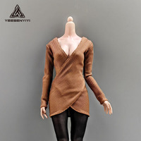 Robe en tissu de style occidental pour femme soldat, échelle 1/6, col en V sexy, tenue pour poupée de 12 pouces, vêtements pour figurines articulées