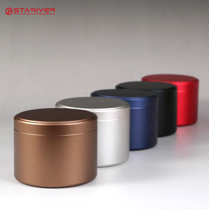 Custom empty round small herb tin canister coffee metal box tea tin can