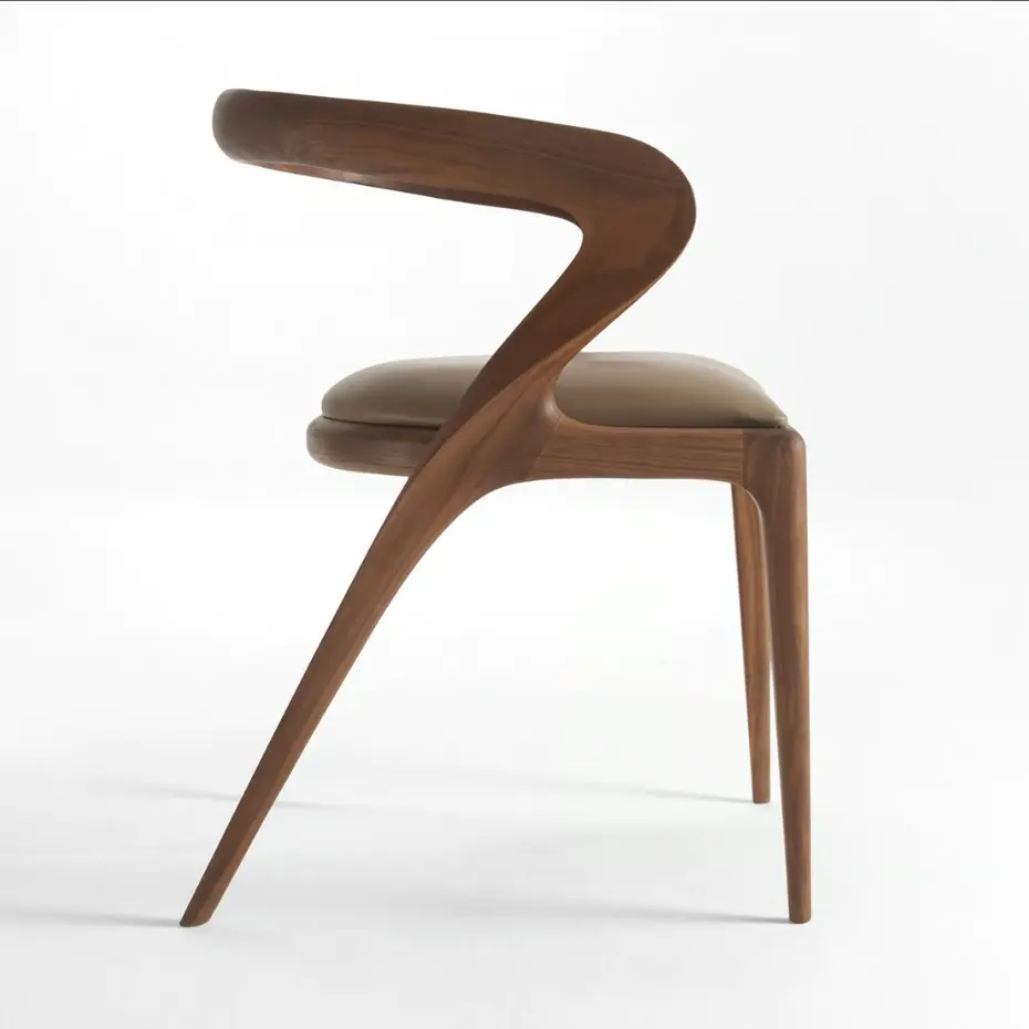 เก้าอี้รับประทานอาหารไม้วอลนัทเรียบง่ายคลาสสิกเก้าอี้ไม้สร้างสรรค์ในครัวเรือน