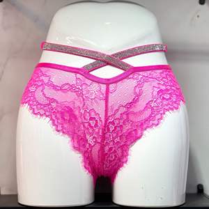 High Quality Foreign Trade Fashionable Sexy Women's Hot Pants Lace High Waisted Rhinestone <b>Elastic</b> Underwear Triangle Pants - Product Image 6