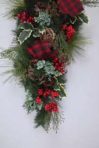 Best Quality Customized <b>Door</b> Mount Eco-Friendly Artificial Teardrop Garland Green Xmas Swag - Product Image 5