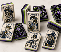 Tuiles de Mahjong Bleues et Blanches pour Halloween, 4 couches en acrylique, 160 pièces, design artistique squelette gothique, jeu de loisirs à domicile