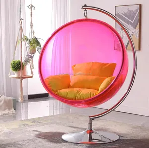 Акриловое Прозрачное Кресло в форме яйца с металлической рамой, стеклянное полусферическое акриловое подвесное уличное кресло-качели