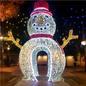 Custom Snowman Archway Christmas <b>Light</b> Installation for Theme Park Events - Product Image 1