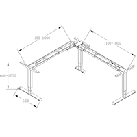 Bureau électrique assis-debout ergonomique à trois moteurs en forme de L à 3 pieds, réglable en hauteur, moderne, extensible, en métal, pour la maison et le bureau