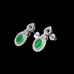 Pendientes de Jadeíta Birmana Natural de Grado A, Pendientes Ovalados de Jadeíta Birmana para Mujer, Regalo (Con Certificado NGTC) - Product Image 2