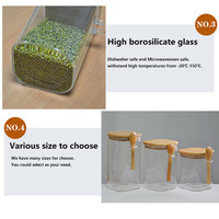 Bocal de conservation alimentaire carré empilable en verre borosilicate avec fonction chauffante pour la cuisine, design moderne, couvercles en bambou pour le camping