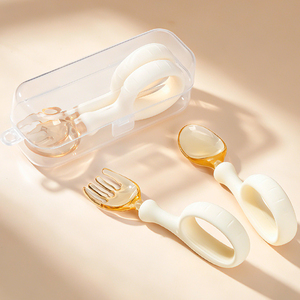 Juego de Cuchara y Tenedor de Silicona para Bebés, Ajustables y Flexibles, de PPSU, para la Alimentación de Niños Pequeños - Product Image 1