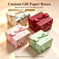 Boîte cadeau rigide de luxe personnalisée avec ruban en satin, boîte d'emballage cadeau en papier avec logo et motif personnalisés pour les cadeaux de vacances