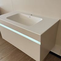 Meuble-lavabo mural moderne personnalisé, écologique et durable, avec miroir intelligent, résistant à l'eau, pour usage hôtelier