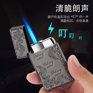 Dilang Classic <b>Windproof</b> Cigarette <b>Lighter</b> Butane Fuel Refillable Retro Engraved Design Men's Gift - Product Image 3