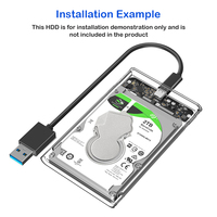 Casing HDD 2.5-inci SATA III ke USB3.1, Casing Hard Drive Eksternal SATA SSD ke Tipe-C, Chassis Hard Drive Transparan
