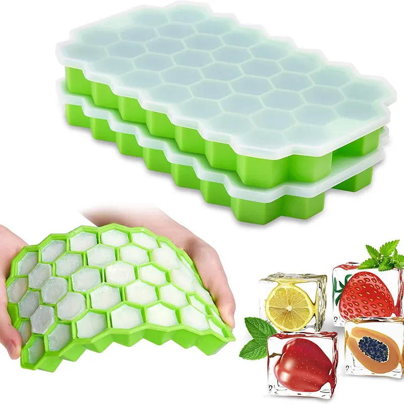 Molde de hielo de panal de abeja, bandeja de silicona para cubitos de hielo con tapas, oferta de Amazon