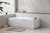 Baignoire Balnéo d'Angle en Acrylique SICO avec 6 Jets de Massage Corporel, Robinet Encastré, Accoudoirs, 1,7 m, Intérieur, 1-2 Personnes