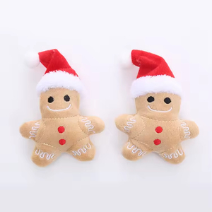 Eco-Friendly Small Christmas Hat Gingerbread Man <b>Plush</b> Doll with Catnip Chew Toy for <b>Cats</b> Indoor Use - Product Image 2