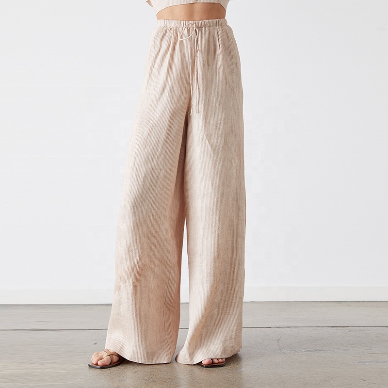 Plus Size White Pockets Loose Trousers