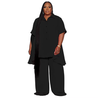 Ensemble mode uni pour femme Printemps 2026 – Haut élégant grande taille à manches courtes et pantalon large
