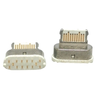 Konektor USB Tipe C 14 Pin Female Vertikal DIP Mounting untuk Adaptor Charger Grosir 2/4/6/8/12/14/16/24pin Antarmuka Data USB