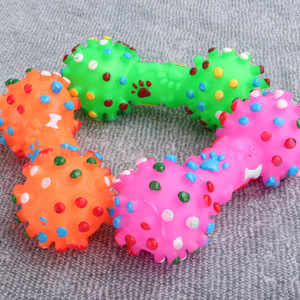 Factory direct sales of dog vocalizing teeth-cleaning <b>dumbbell</b> toys, pet vinyl toys, and pet supplies wholesale. - Product Image 3