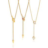 Collier pendentif serpent en acier inoxydable plaqué or 18 carats avec zircon, réglable, étanche, tendance, cadeau pour femme, vente en gros