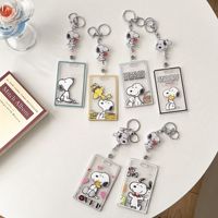 Porte-cartes transparent Snoopy avec cordon rétractable, porte-clés, protège-carte d'étudiant, protège-carte de bus et de métro