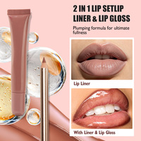 Kit de gloss à lèvres hydratant effet miroir haute brillance avec crayon à lèvres, marque privée