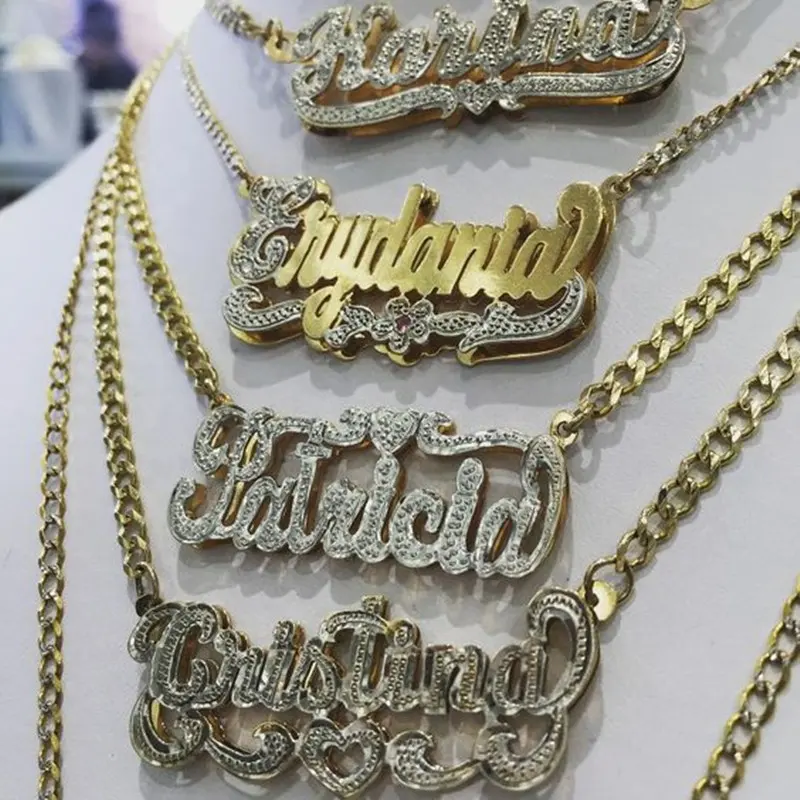 Custom name letter necklace hip Hop punk style double gold-plated 18K personalized necklace manufacturers wholesale jewelry