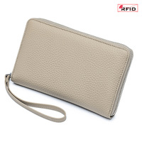 Portefeuille de voyage multifonctionnel pour femme, en cuir véritable, avec fermeture éclair, blocage RFID, dernier modèle