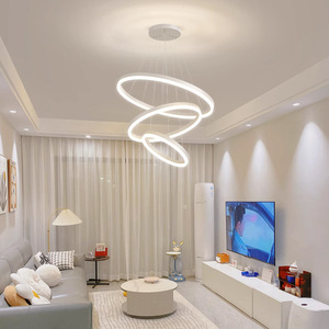 โคมไฟระย้า LED ทรงกลมทันสมัยสำหรับห้องนั่งเล่น ไฟเพดานสไตล์ลอฟท์ แบบนอร์ดิก หลอดไฟแบบสเปกตรัมเต็ม E27 พร้อมสวิตช์ควบคุม - Product Image 1