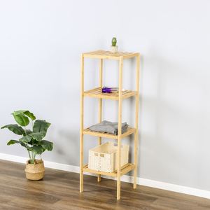 Custom 4-Tier Bamboo Freestanding Plant <b>Stand</b> Decorative Bathroom Racks Storage Shelf Standing Bathroom Shelf - Product Image 3
