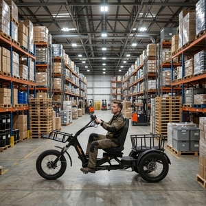 Nouveau Tricycle Électrique 2026 à Longue Portée (250 km), Vélo <span class=keywords><strong>Cargo</strong></span> Électrique 1750W 48V à Moteur Central pour 2 Personnes, Scooter Électrique à Trois Roues - Product Image 3