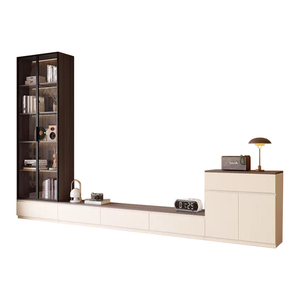Mueble <span class=keywords><strong>de</strong></span> TV Moderno en Forma <span class=keywords><strong>de</strong></span> L, Diseño <span class=keywords><strong>de</strong></span> <span class=keywords><strong>Piso</strong></span> a Techo, Personalizado, para Sala <span class=keywords><strong>de</strong></span> Estar Pequeña, con Almacenamiento y Estilo Antiguo - Product Image 4