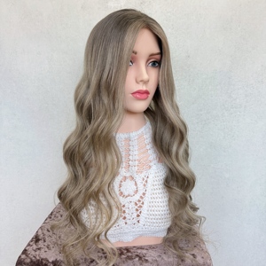 วิกผมแท้สำหรับผู้หญิงผมร่วงไฮไลท์ลูกไม้สวิสปิดรากเข้มมองไม่เห็นเอชดีลูกไม้จากสวิส - Product Image 3