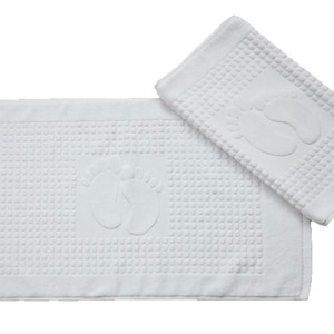 Alfombra de Baño Blanca Jacquard de 21 Capas de Algodón y Poliéster, Rectangular, Absorbente, Antideslizante, Toalla para Piso de Baño - Product Image 3