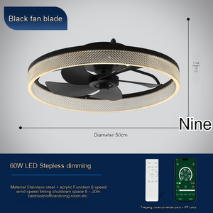 การตกแต่งบ้านที่ทันสมัยไฟพัดลมติดเพดาน LED รีโมทคอนโทรลอัจฉริยะโคมไฟแขวนเสียงลมแรงโคมไฟตกแต่งอะคริลิคหรี่แสงได้ - Product Image 3