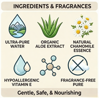 Lingettes humides pour bébé Nature Hug, formule douce inspirée des plantes, hypoallergéniques, pour le soin des mains, du visage et du bas du dos du bébé