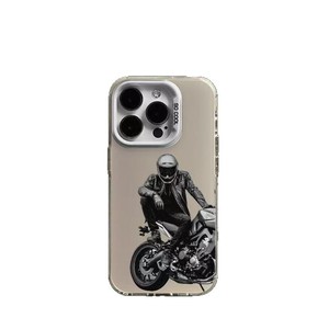 <span class=keywords><strong>Coque</strong></span> de téléphone portable en TPU et PC avec impression de motard et clé argentée électroplaquée pour <span class=keywords><strong>iPhone</strong></span> Xs 11 12 13 14 15 16 17 18 Pro Max - Product Image 4