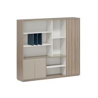 Armoire de classement verticale moderne pour bureau de PDG avec tringle à vêtements rétractable et deux motifs en cuir couleur champagne pour recouvrir la porte