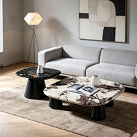 Table basse moderne de luxe, forme irrégulière, plateau en marbre, meuble de salon, table à thé minimaliste moderne