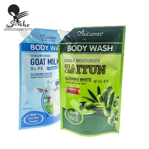 OEM design printing Liquid soap washing bag doypack Shampoo Laundry Detergent Pouch with apout