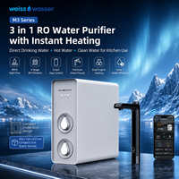 Système d'osmose inverse sans réservoir 3 en 1, 800 GPD, purificateur d'eau RO à haut débit avec robinet intelligent à chauffage instantané, contrôle WiFi