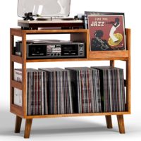 Support pour tourne-disque avec rangement pour vinyles, support décoratif pour tourne-disque, boîte de rangement pour CD, étagère pour CD pour le salon
