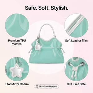 Trendy Clear PVC Jelly Beach Bag Custom Star Charm Drawstring Closure Women Shoulder Tote Shopping Bag with <strong>Purse</strong> - Product Image 2